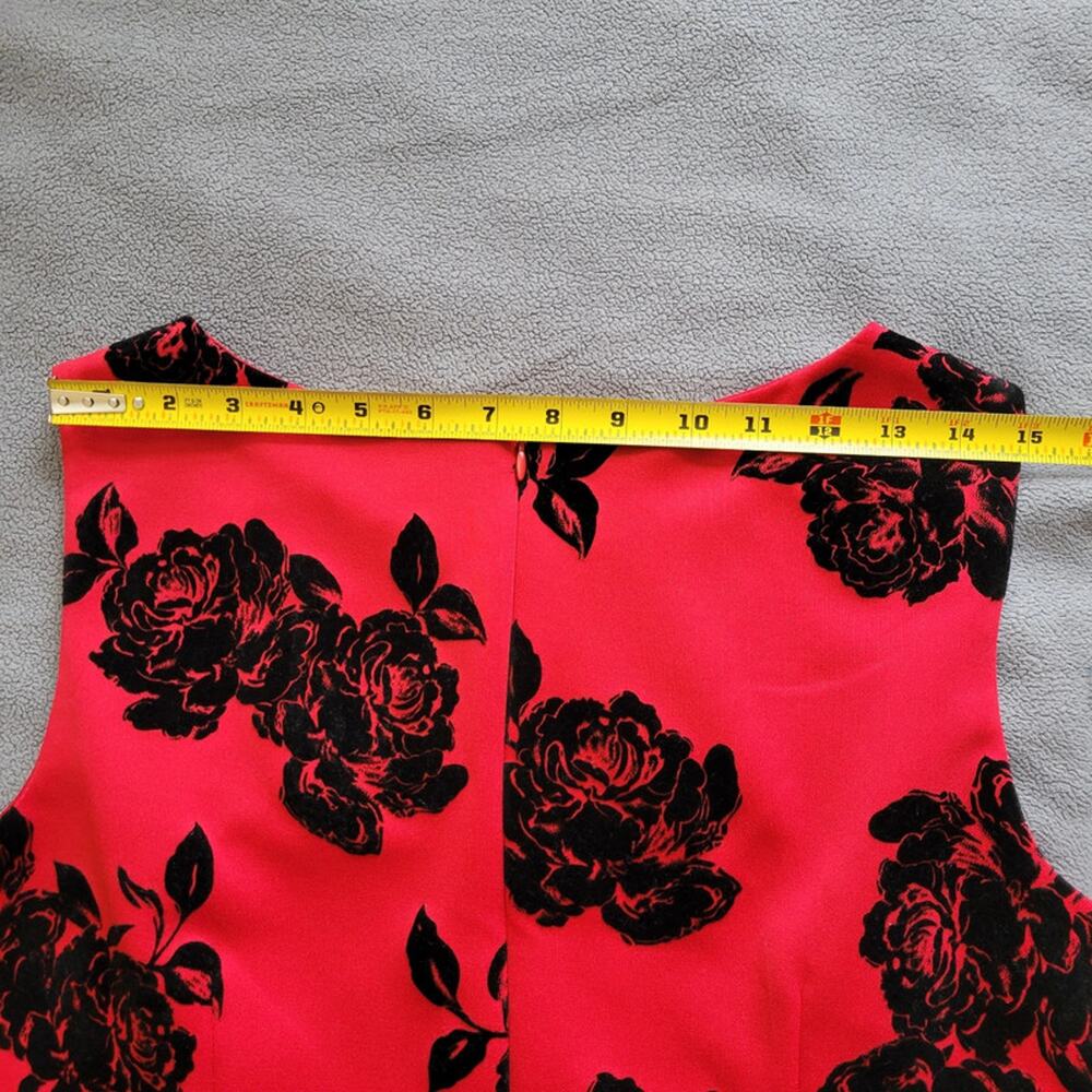 Studio One New York Womens Size 12 Red Black Rose Velvet Cocktail Wedding - Picture 8 of 14